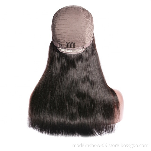 Most popular swiss Lace frontal closure wig soft straight brazilian human hair